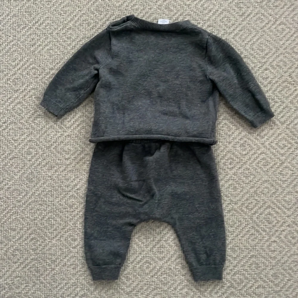 Nordstrom 2-Piece Star Knit Sweater Pants Set Size 3 months Gray Cream